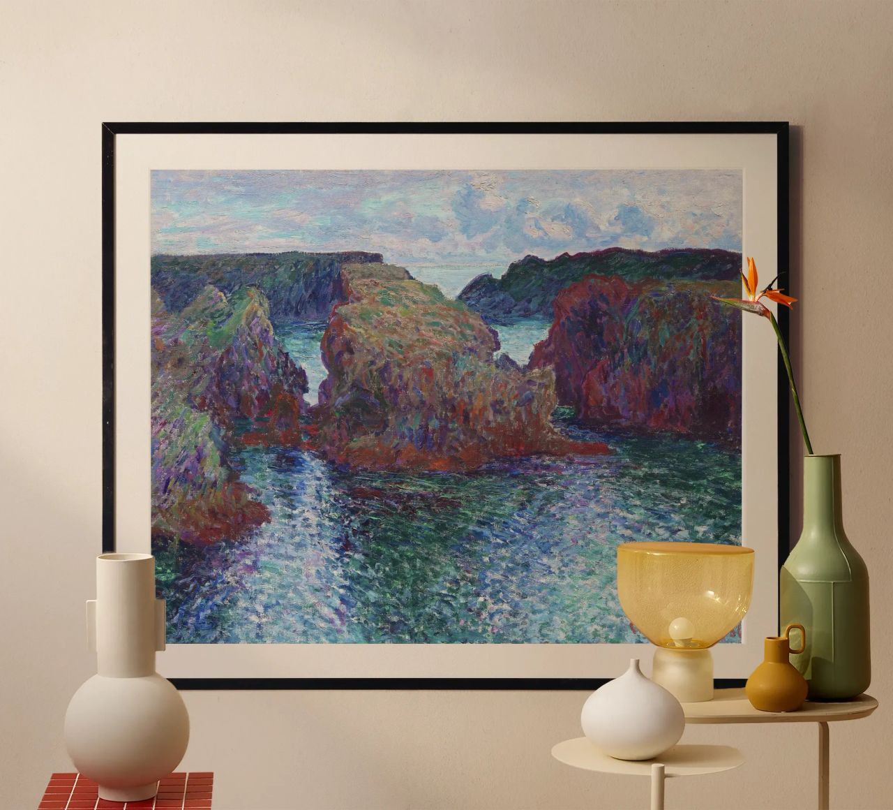 Rocce a Port-Goulphar, Belle-Île (1886) di Claude Monet. poster da Monet Art Prints