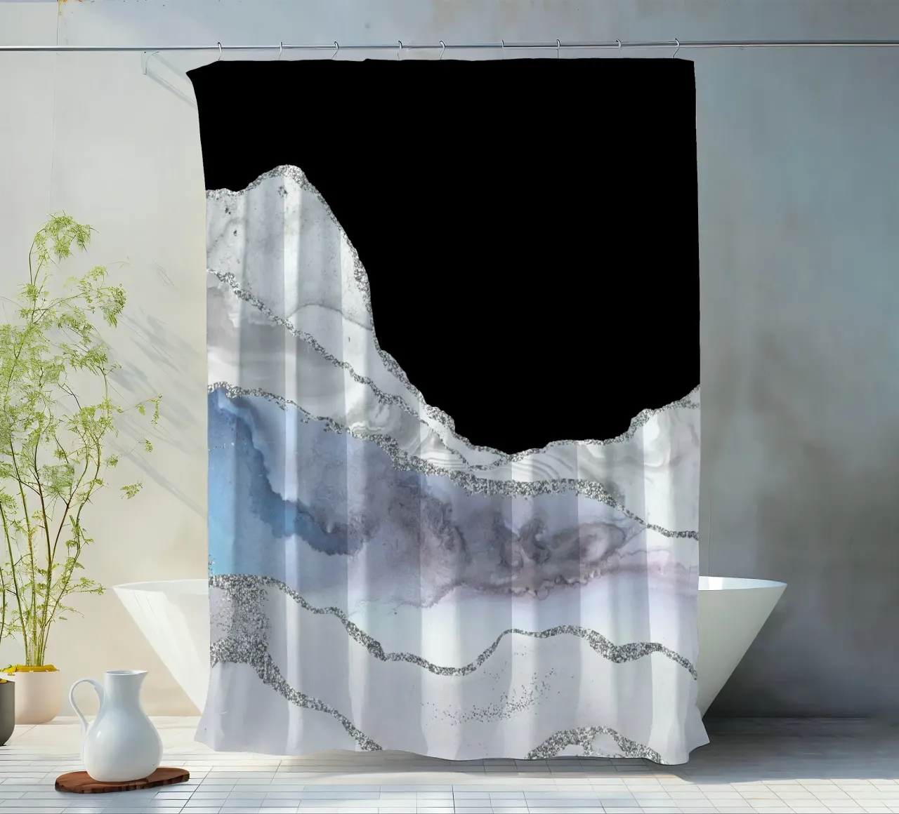 Agata bianca e argento Texture 01 tenda da doccia da Gemstone Textures