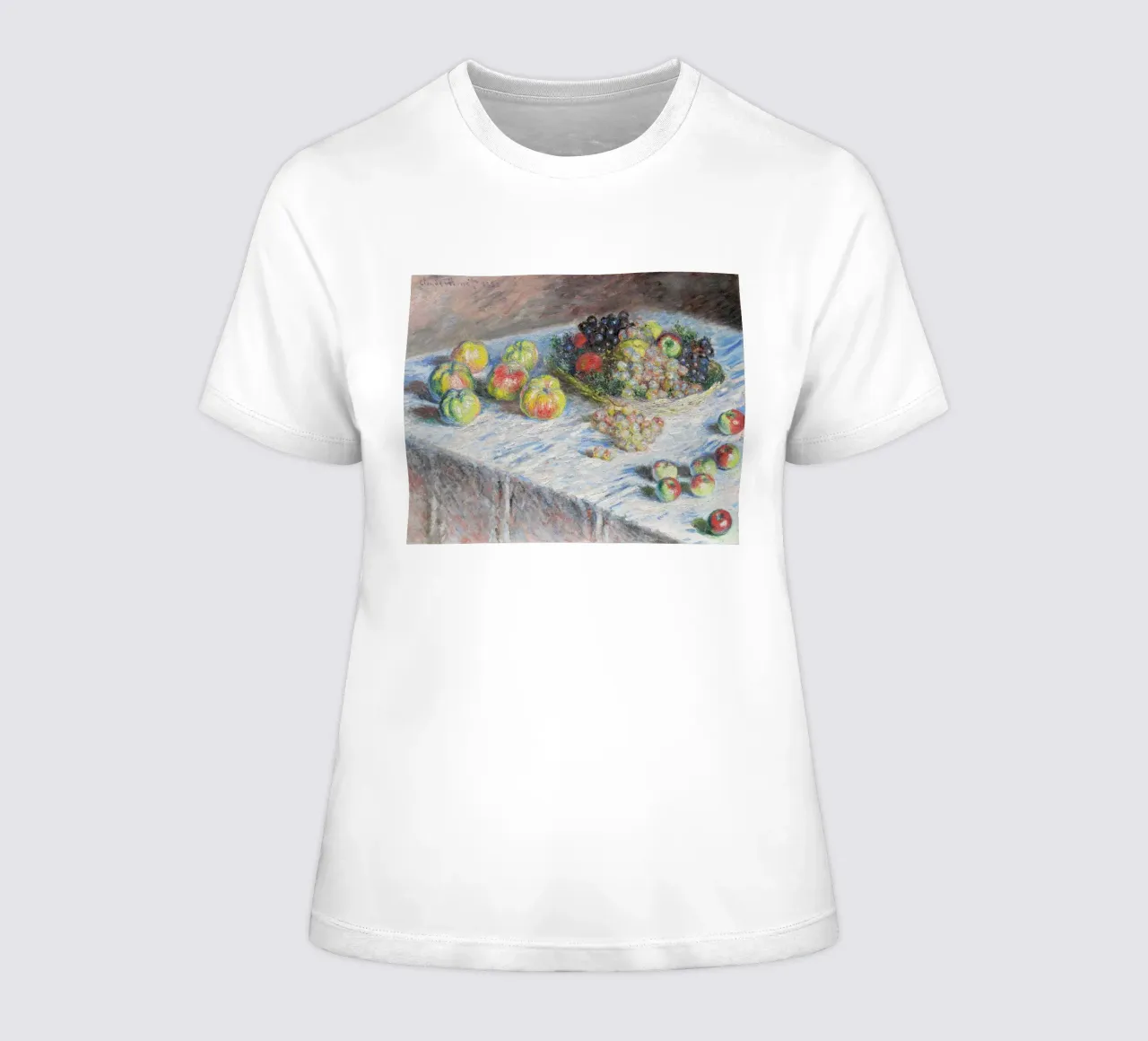 Mele e uva (1880) di Claude Monet t-shirt da donna da Monet Art Prints