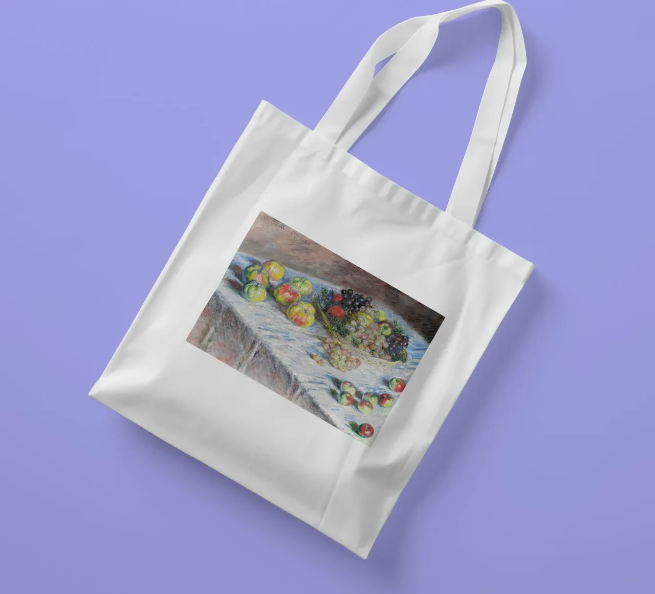 Mele e uva (1880) di Claude Monet borsa in juta da Monet Art Prints