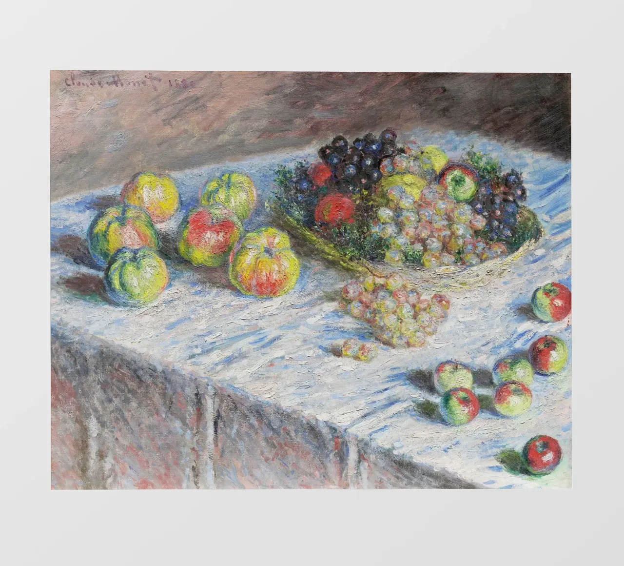 Mele e uva (1880) di Claude Monet pellicola backlit da Monet Art Prints