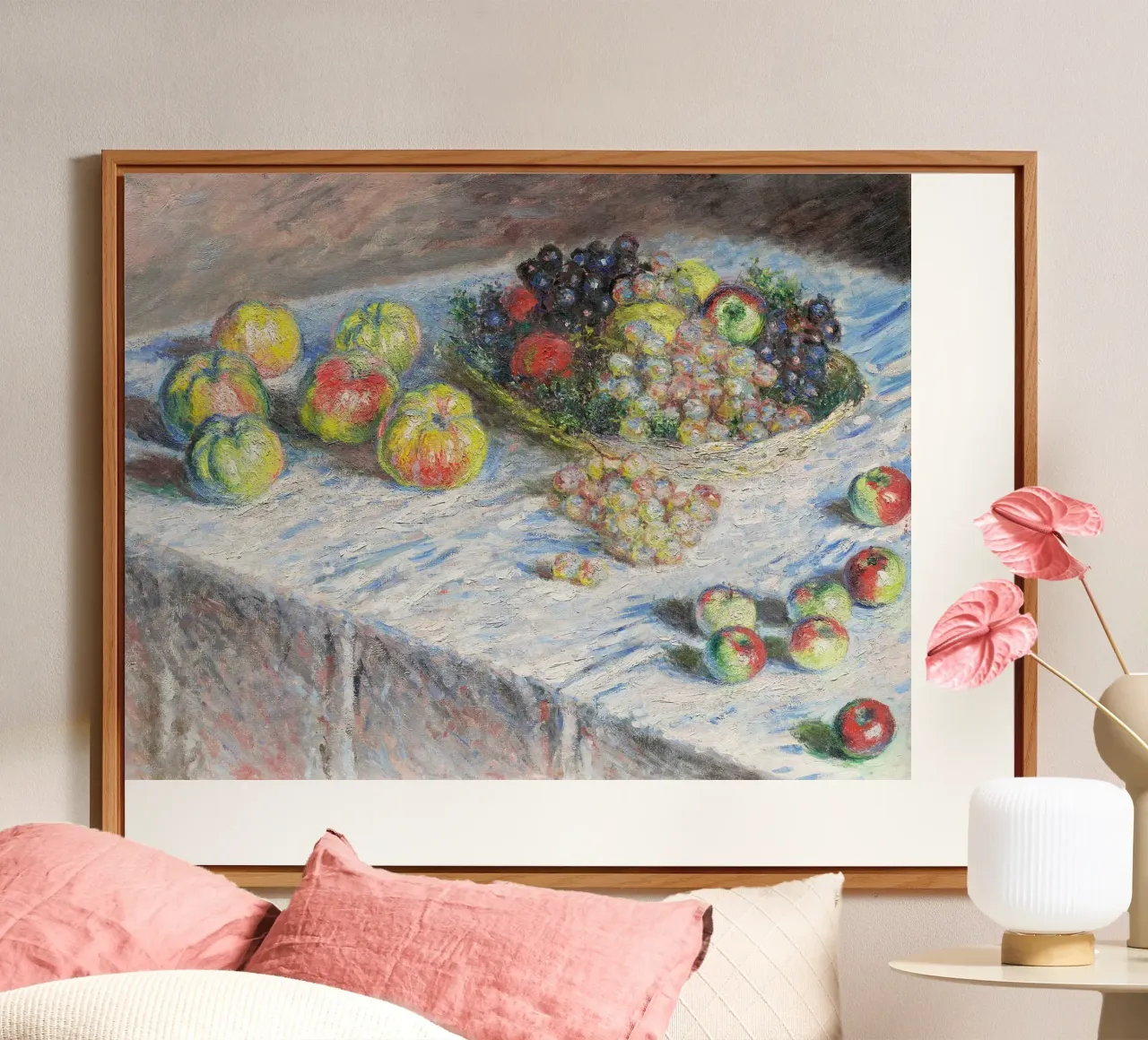 Mele e uva (1880) di Claude Monet pannello forex da Monet Art Prints