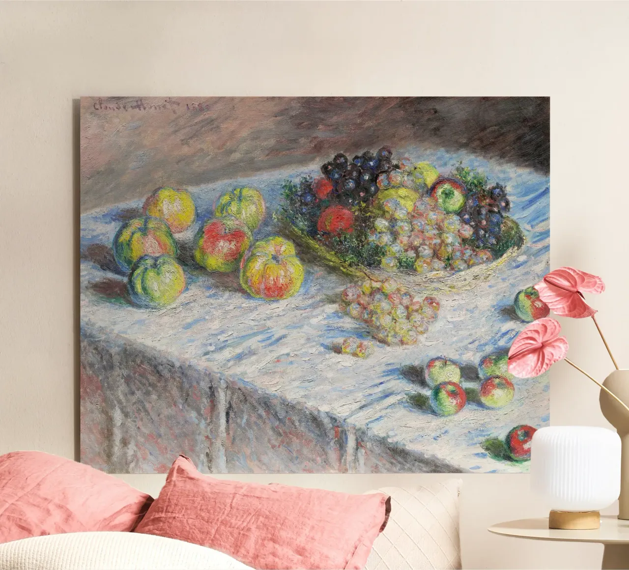 Mele e uva (1880) di Claude Monet pannello forex da Monet Art Prints