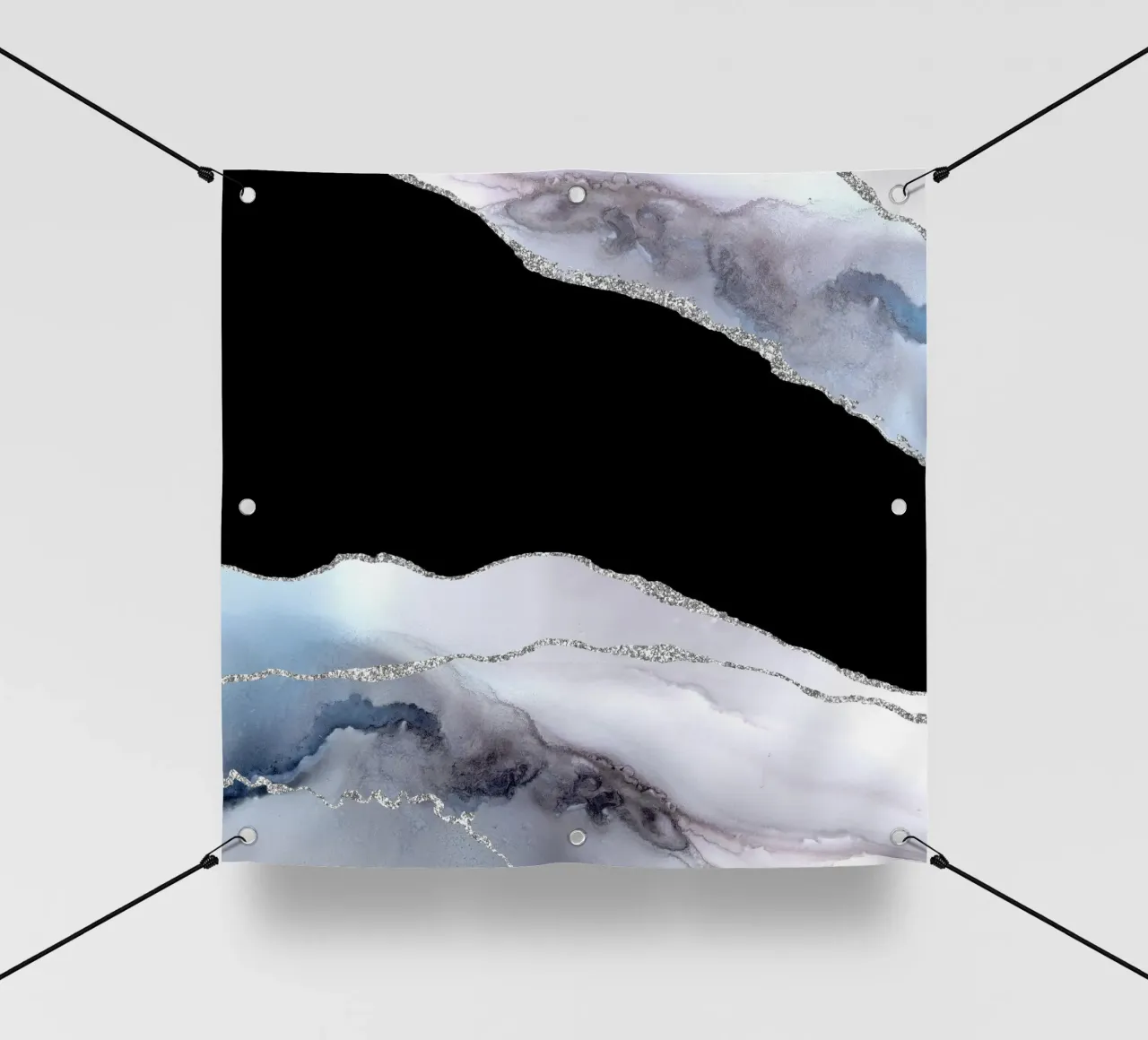 Weißer & silberner Achat Textur 02 PVC Plane von Gemstone Textures