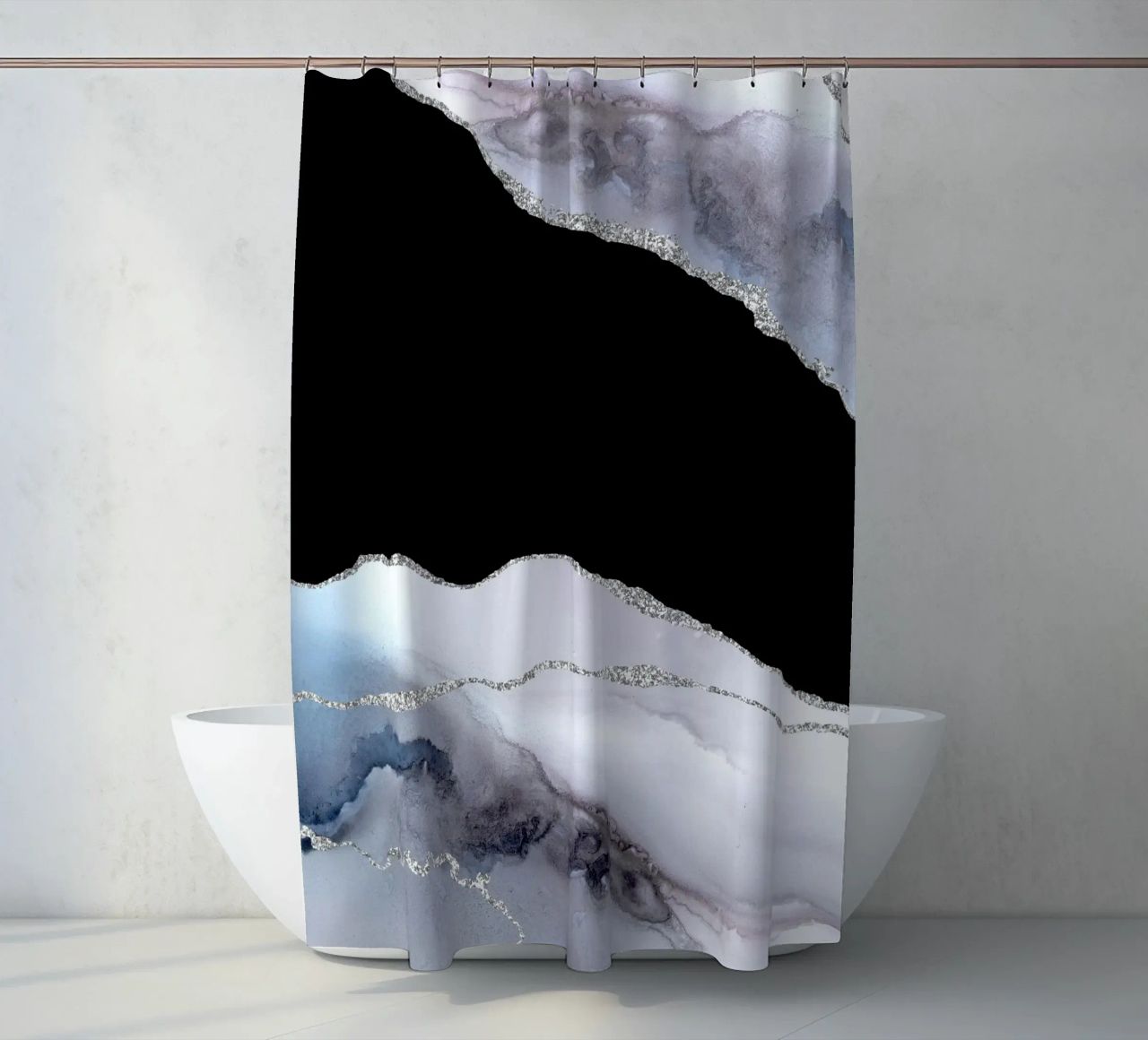 Agata bianca e argento Texture 02 tenda da doccia da Gemstone Textures
