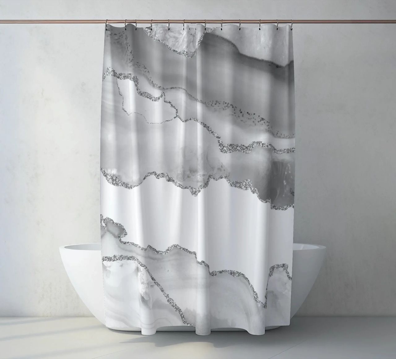 Agata bianca e argento Texture 06 tenda da doccia da Gemstone Textures