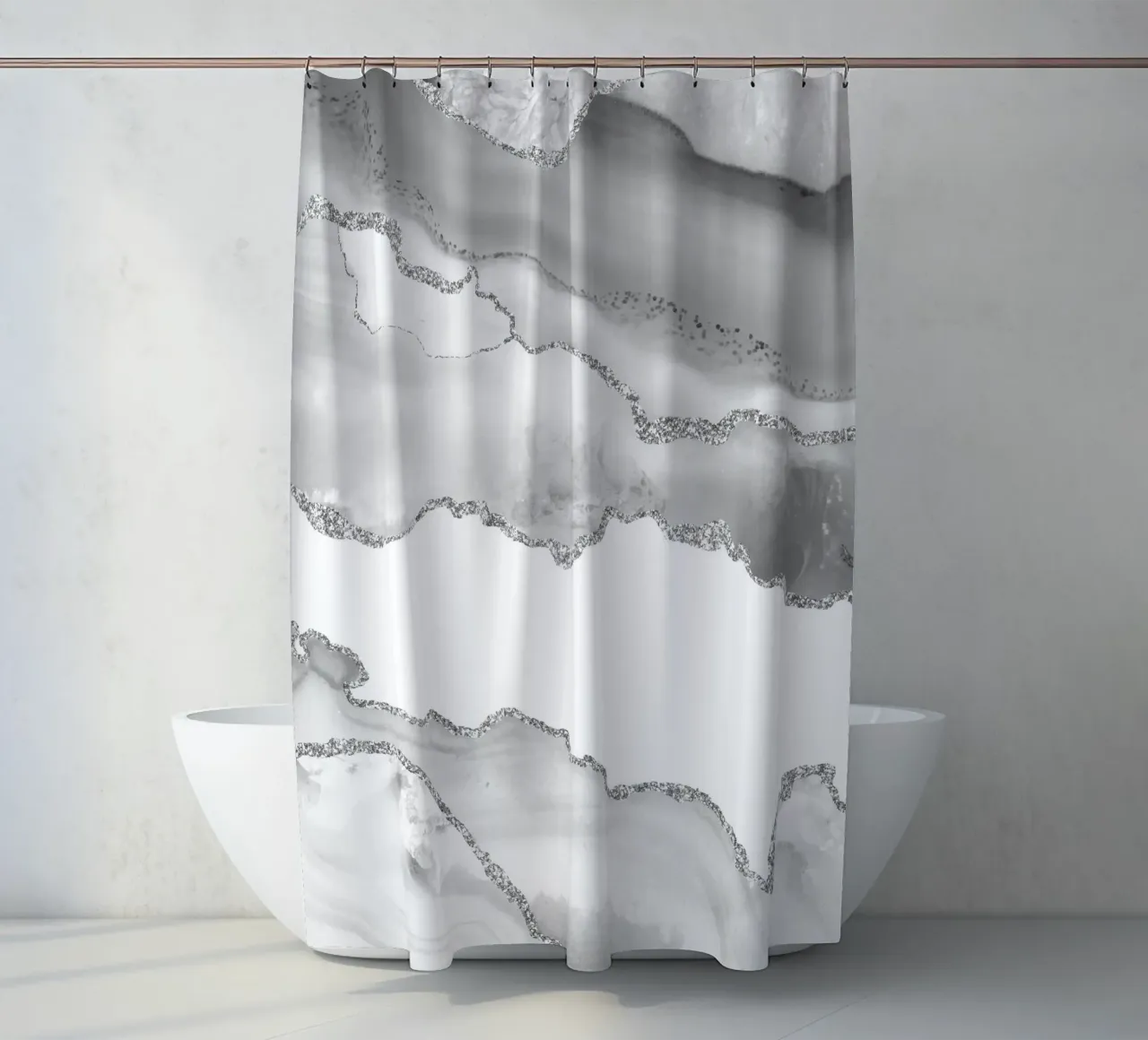 Ágata blanca y plateada Textura 06 cortina de baño de Gemstone Textures