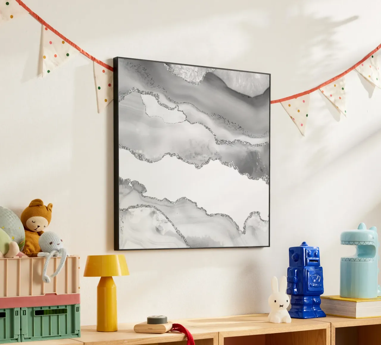 Witte en zilveren agaatstructuur 06 aluminium-dibond van Gemstone Textures