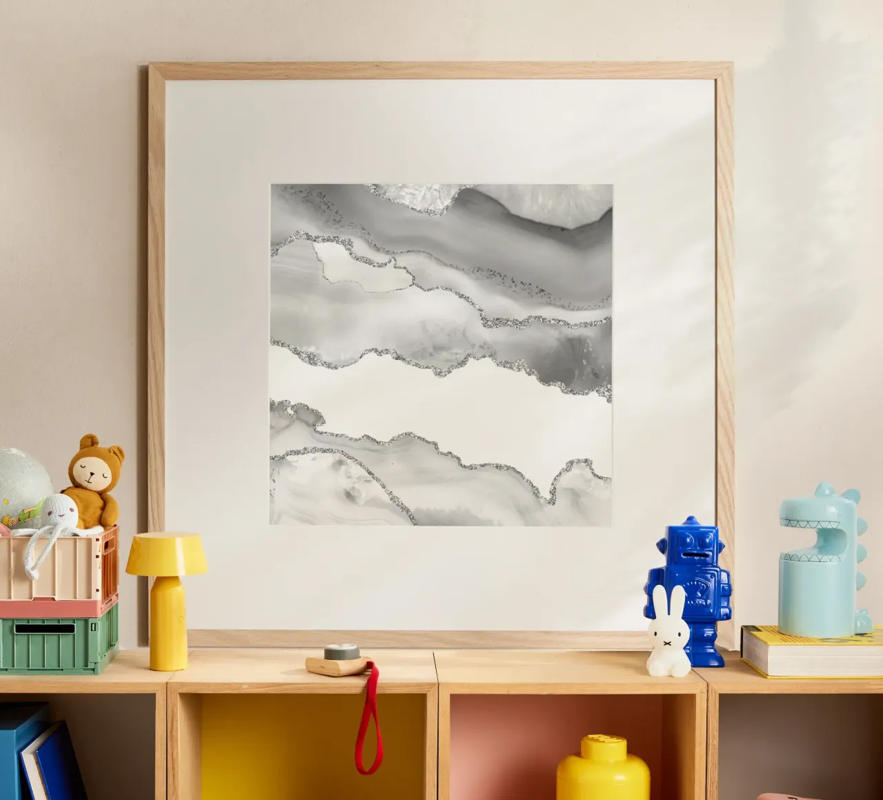 Agata bianca e argento Texture 06 poster con telaio in alluminio da Gemstone Textures