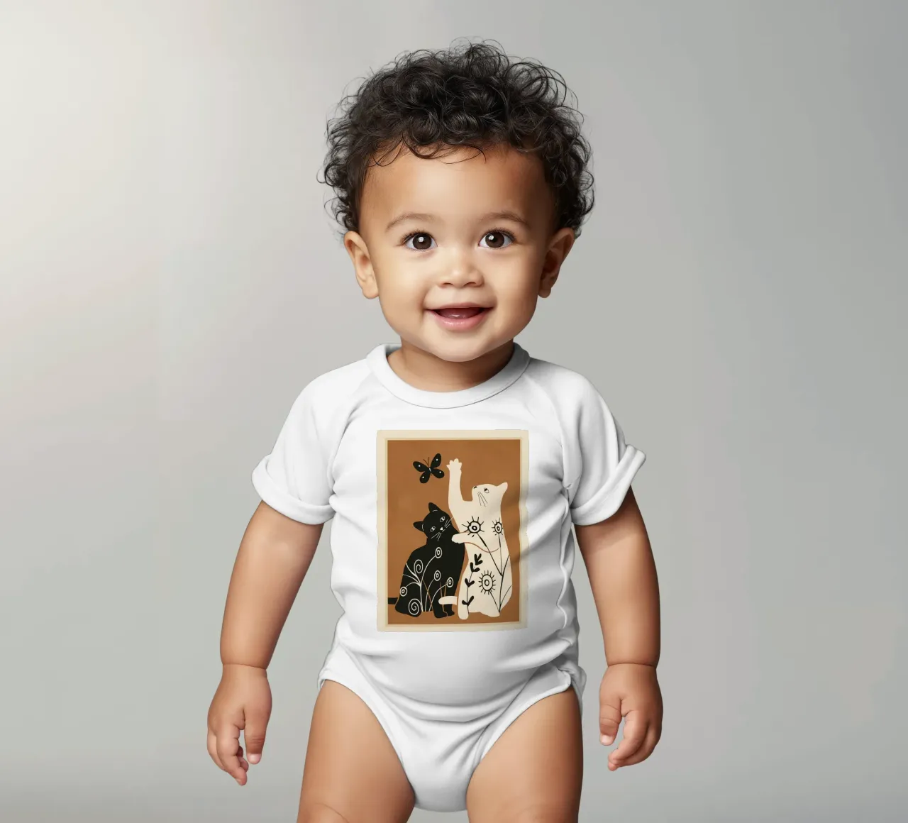Abstract Floral Cats body neonato maniche corte da Flow Line