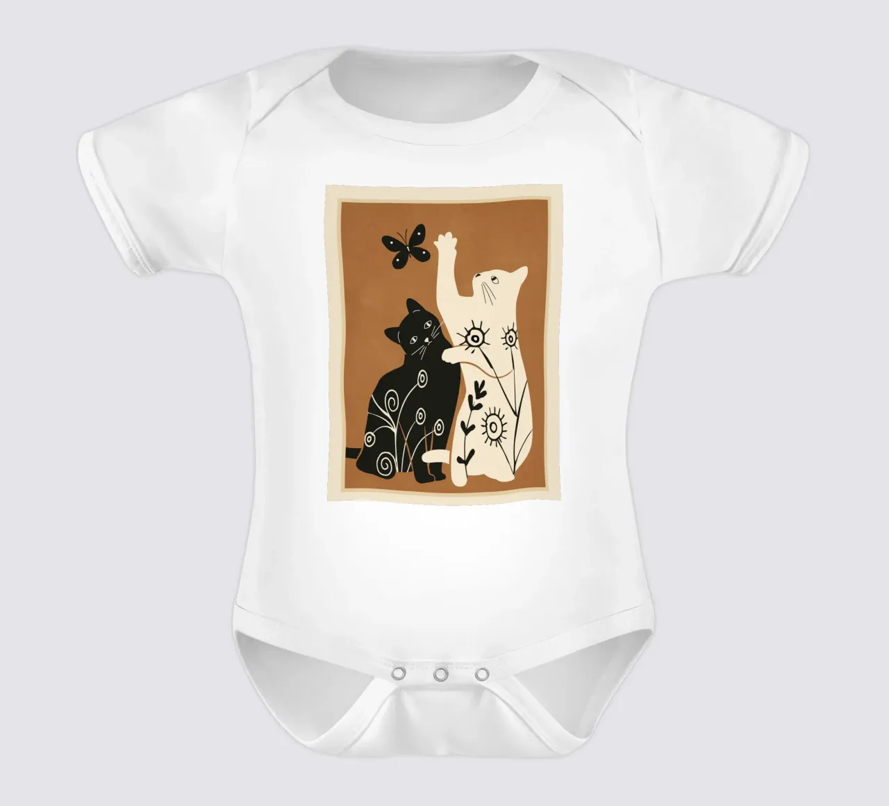 Abstract Floral Cats body neonato maniche corte da Flow Line