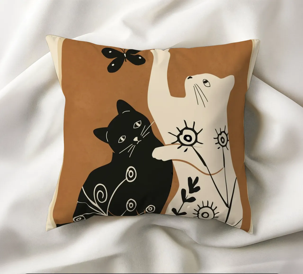 Abstract Floral Cats cuscino da Flow Line