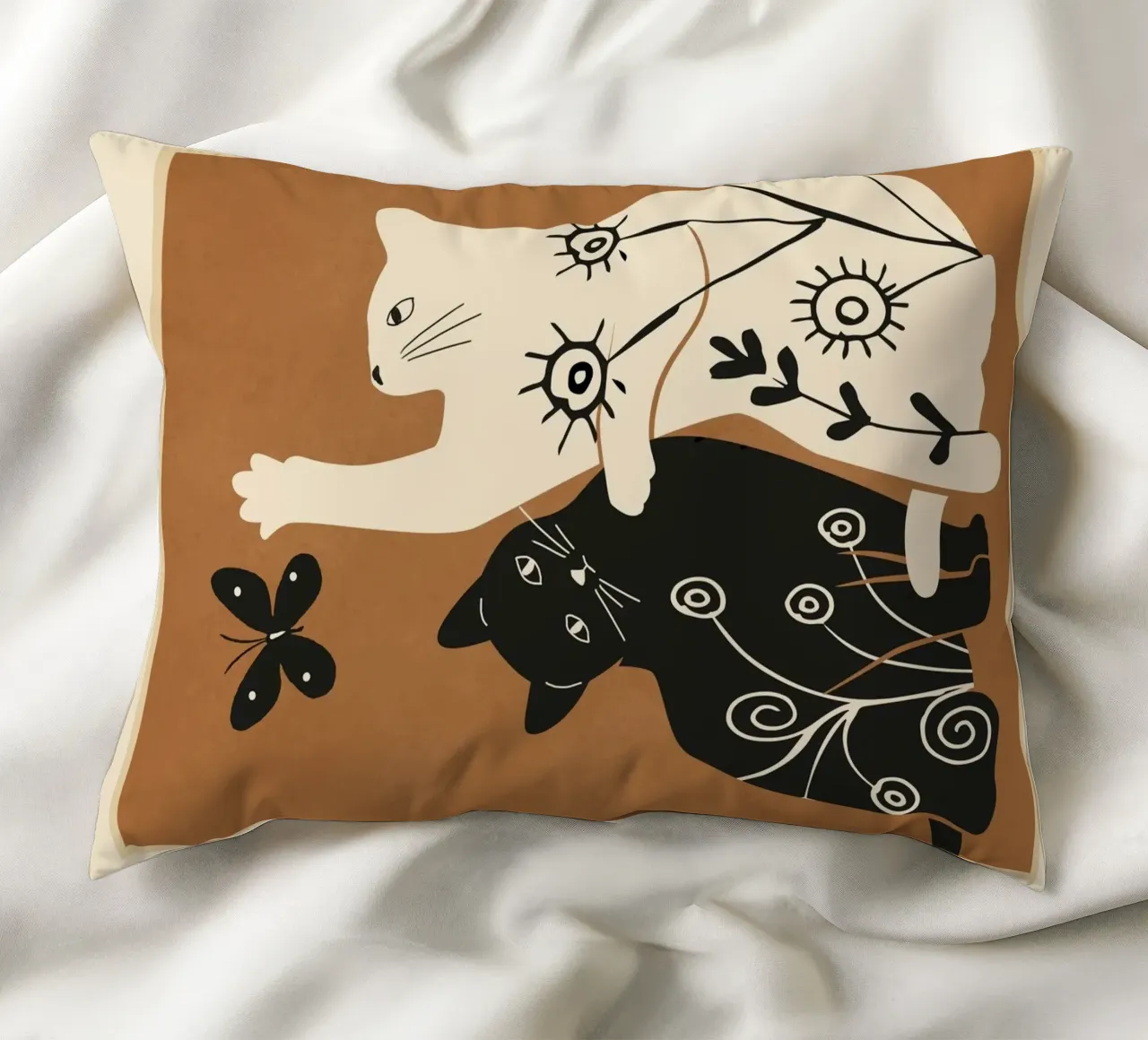 Abstract Floral Cats cuscino da Flow Line