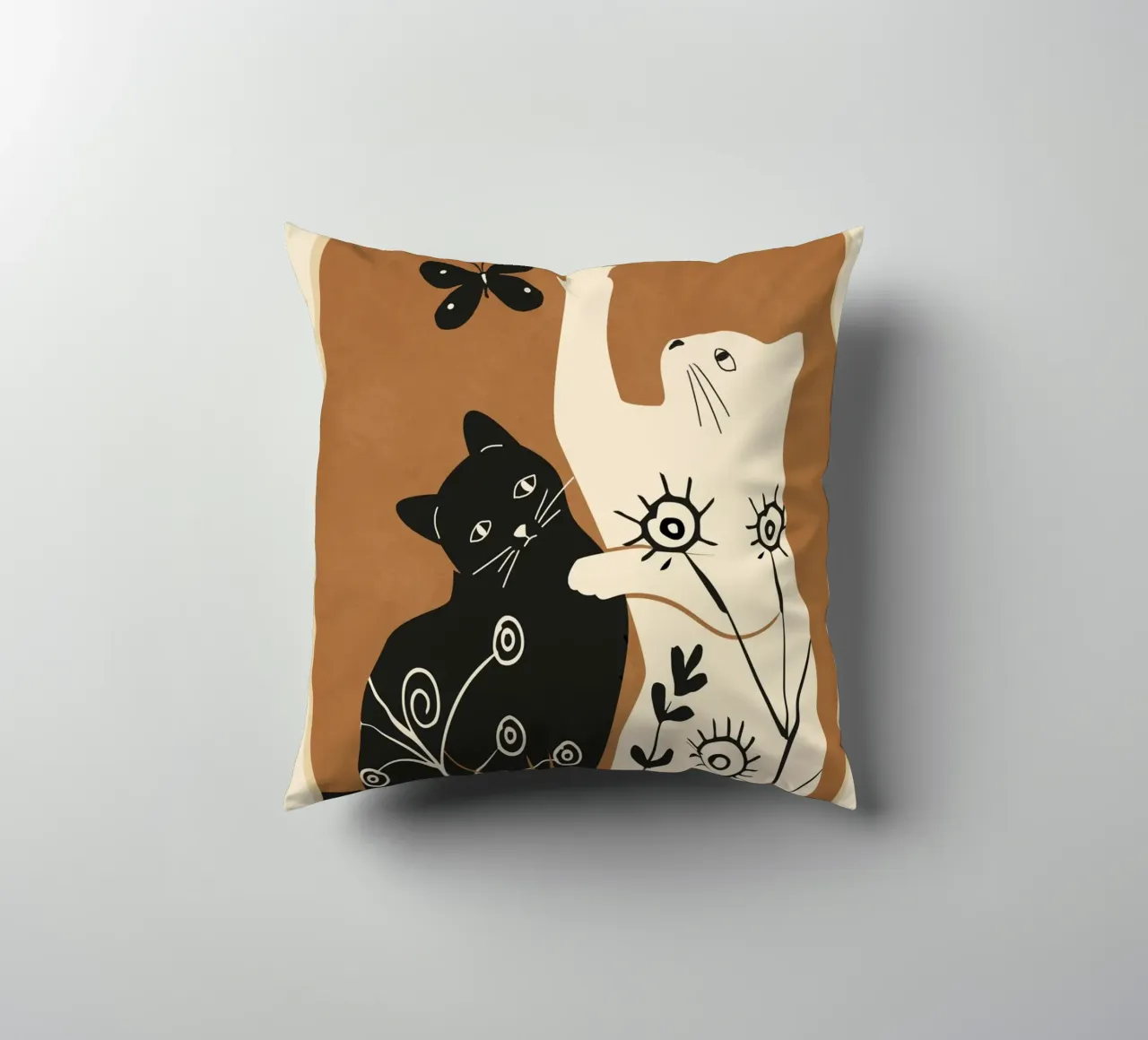 Abstract Floral Cats cuscino da Flow Line