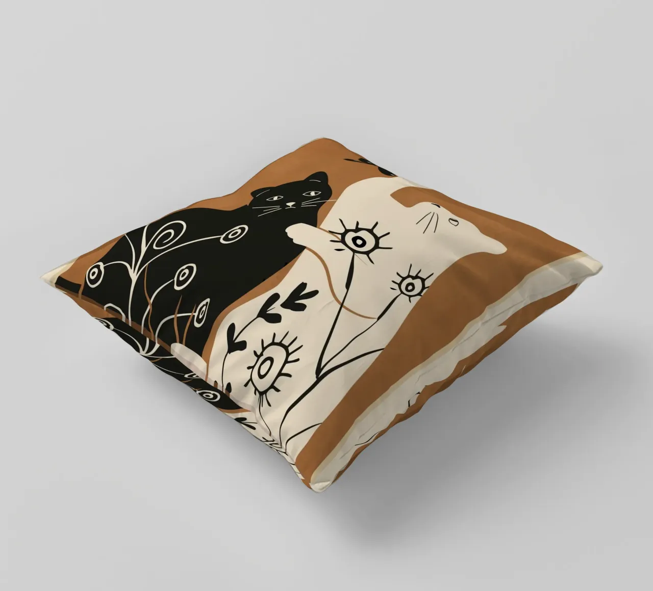 Abstract Floral Cats cuscino da Flow Line