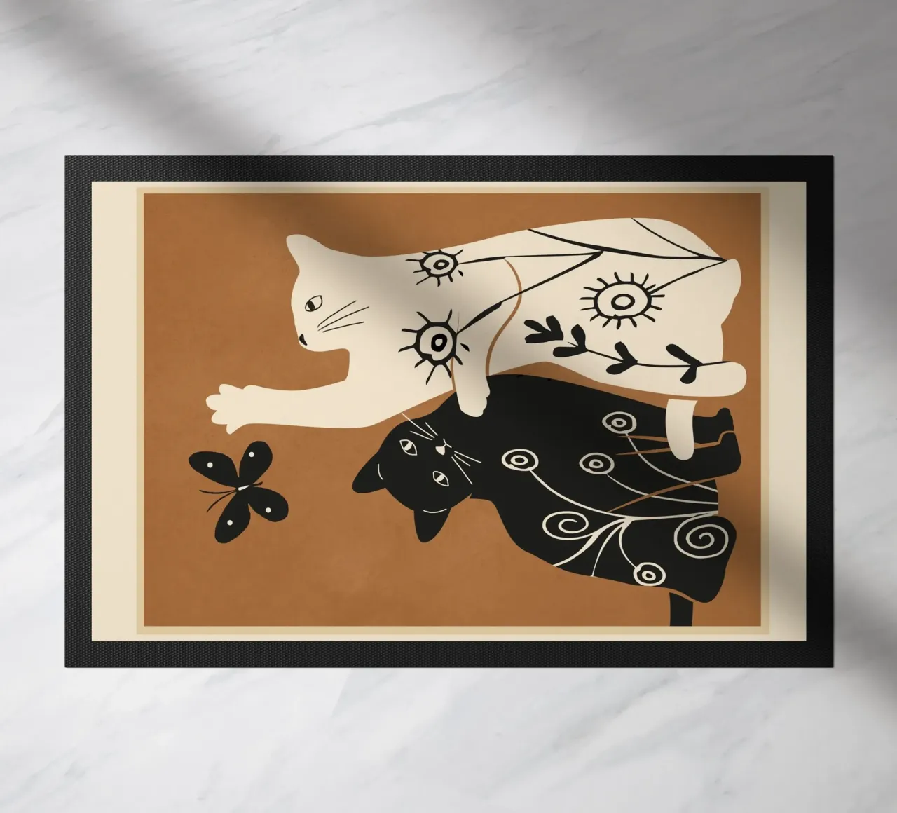 Abstract Floral Cats zerbino da Flow Line