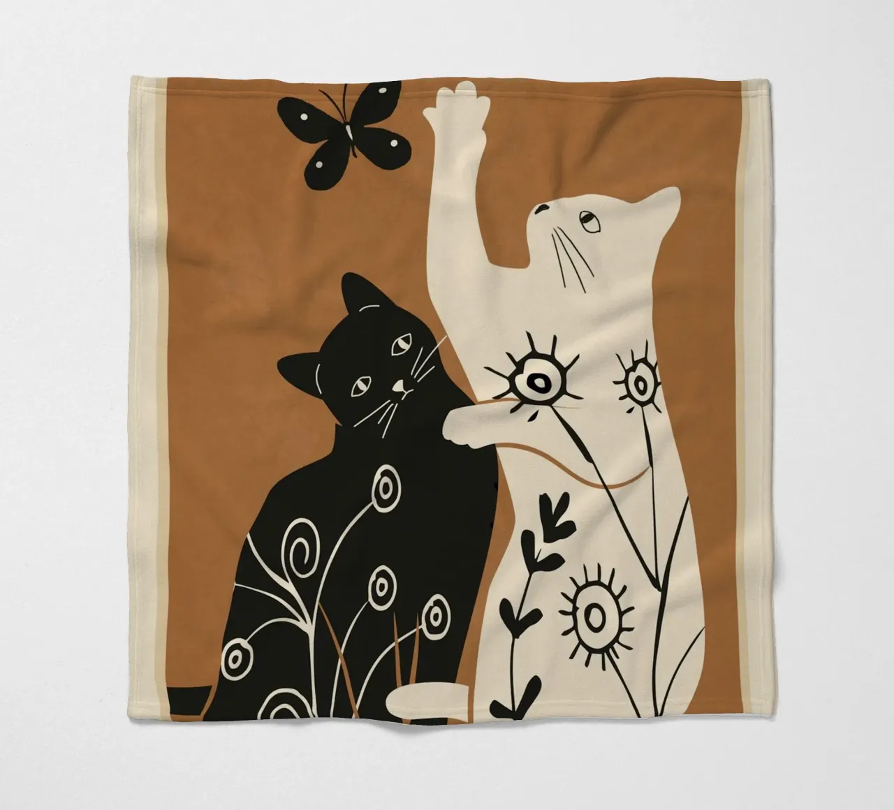 Abstract Floral Cats coperta in pile da Flow Line