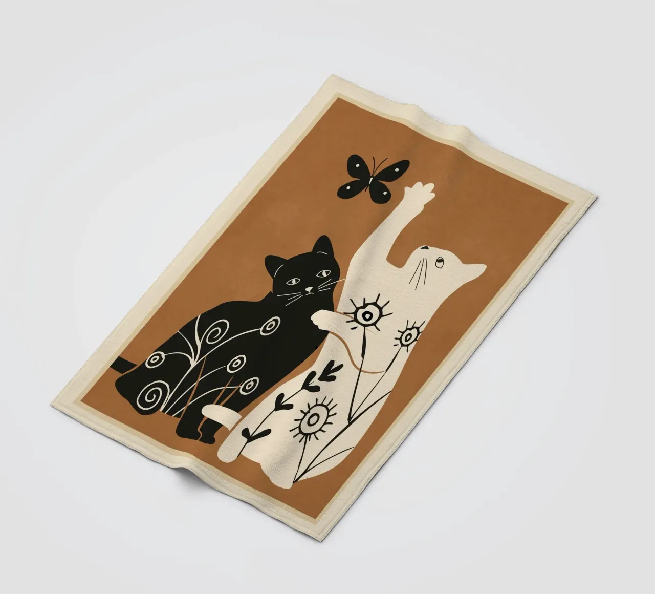 Abstract Floral Cats coperta in pile da Flow Line