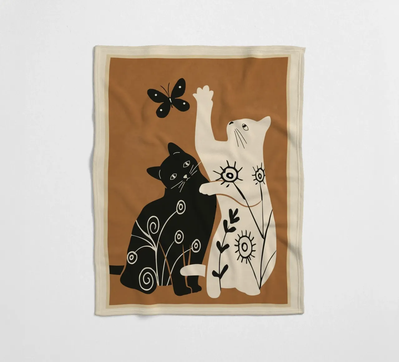 Abstract Floral Cats coperta in pile da Flow Line