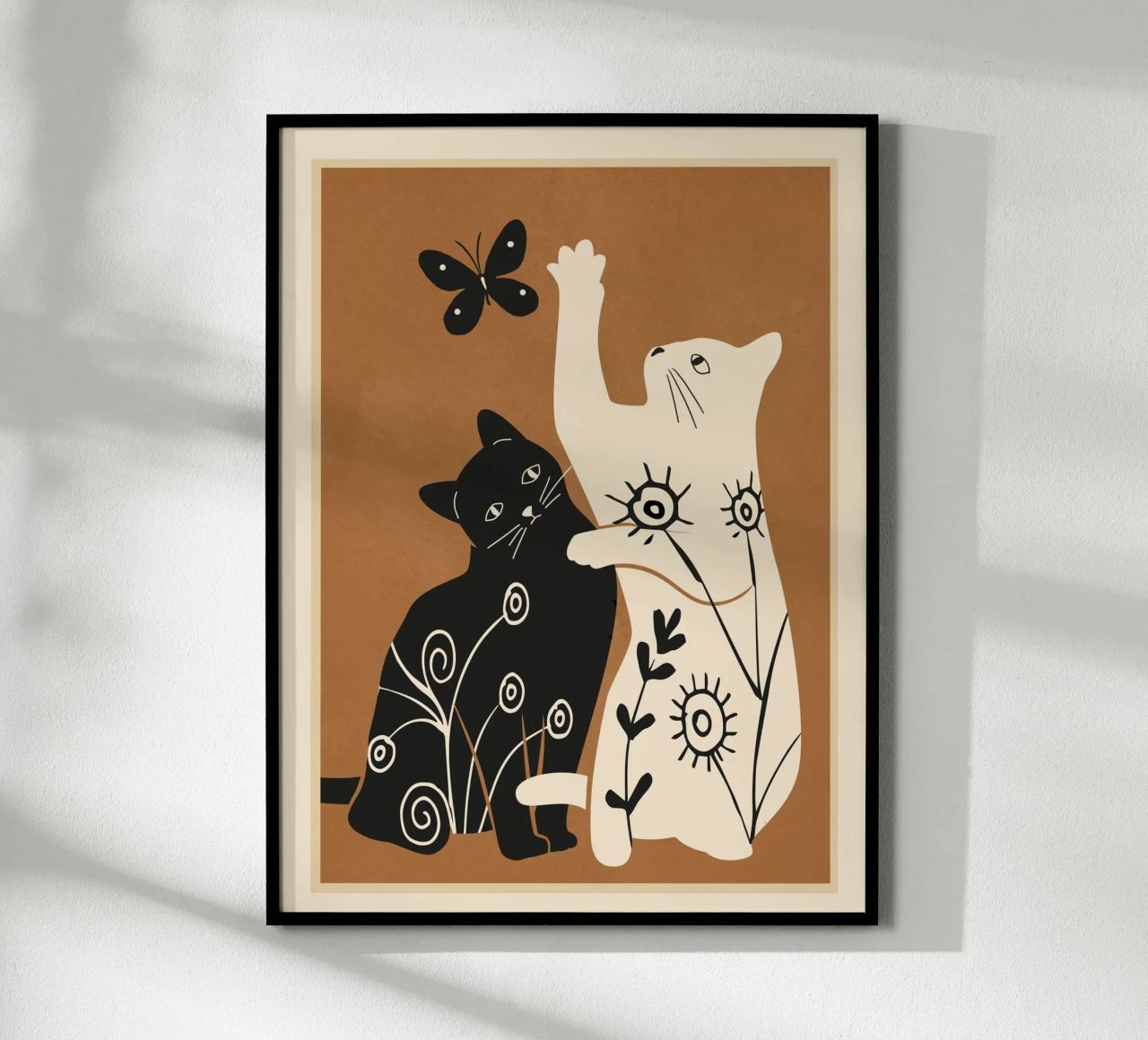 Abstract Floral Cats Poster von Flow Line