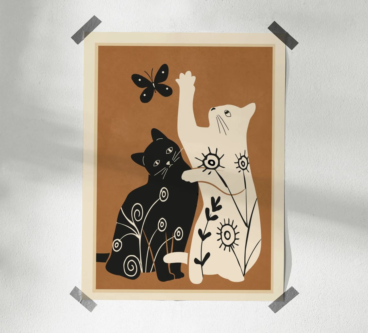 Abstract Floral Cats Poster von Flow Line