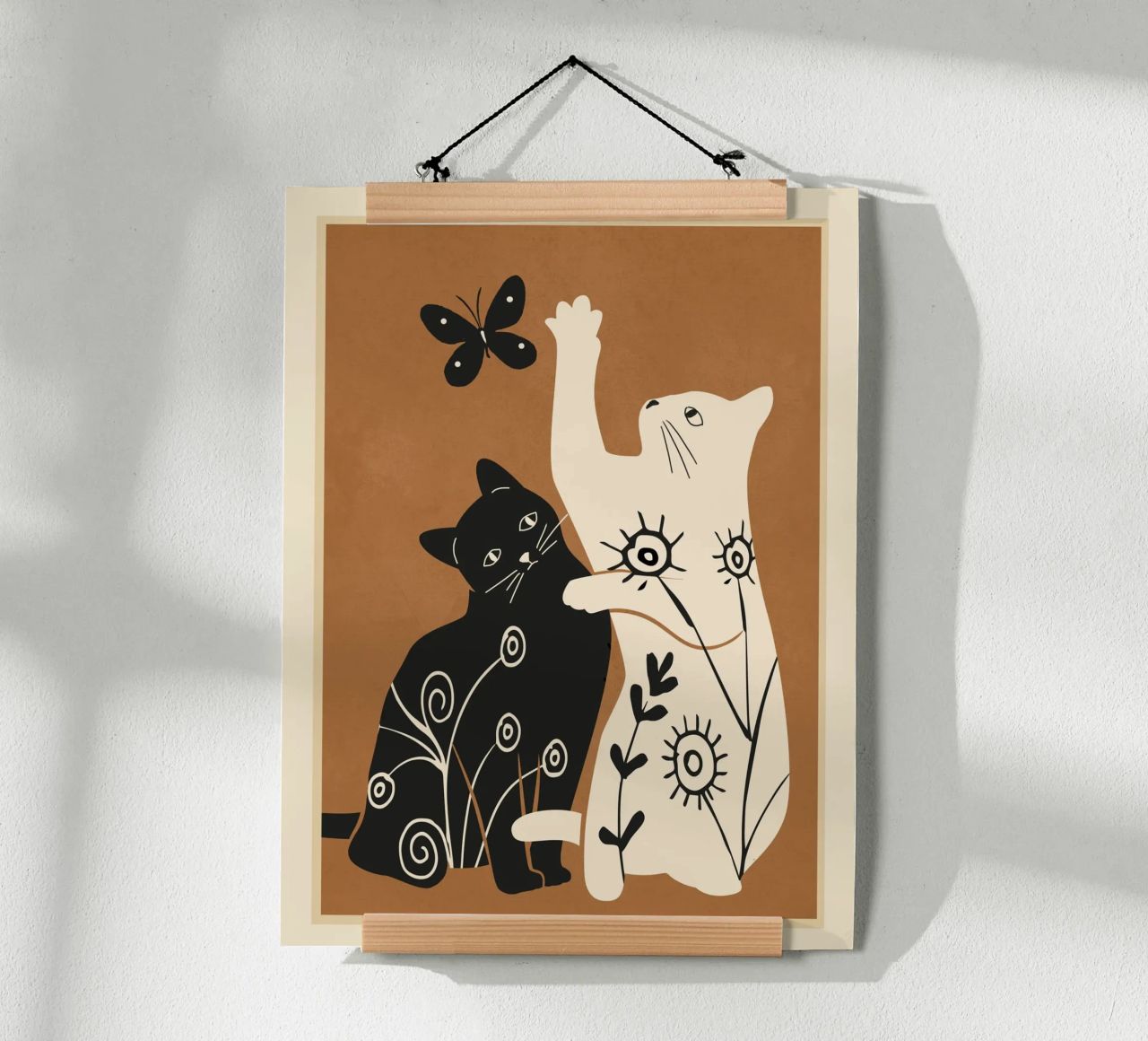 Abstract Floral Cats Poster von Flow Line