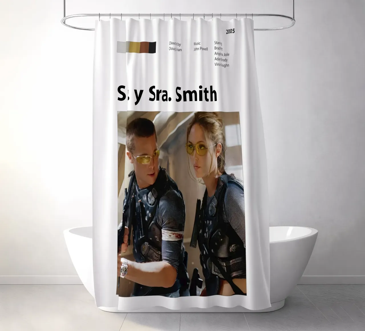 Mr. and Mrs. Smith shower curtain by 🎞 The Movie Wall