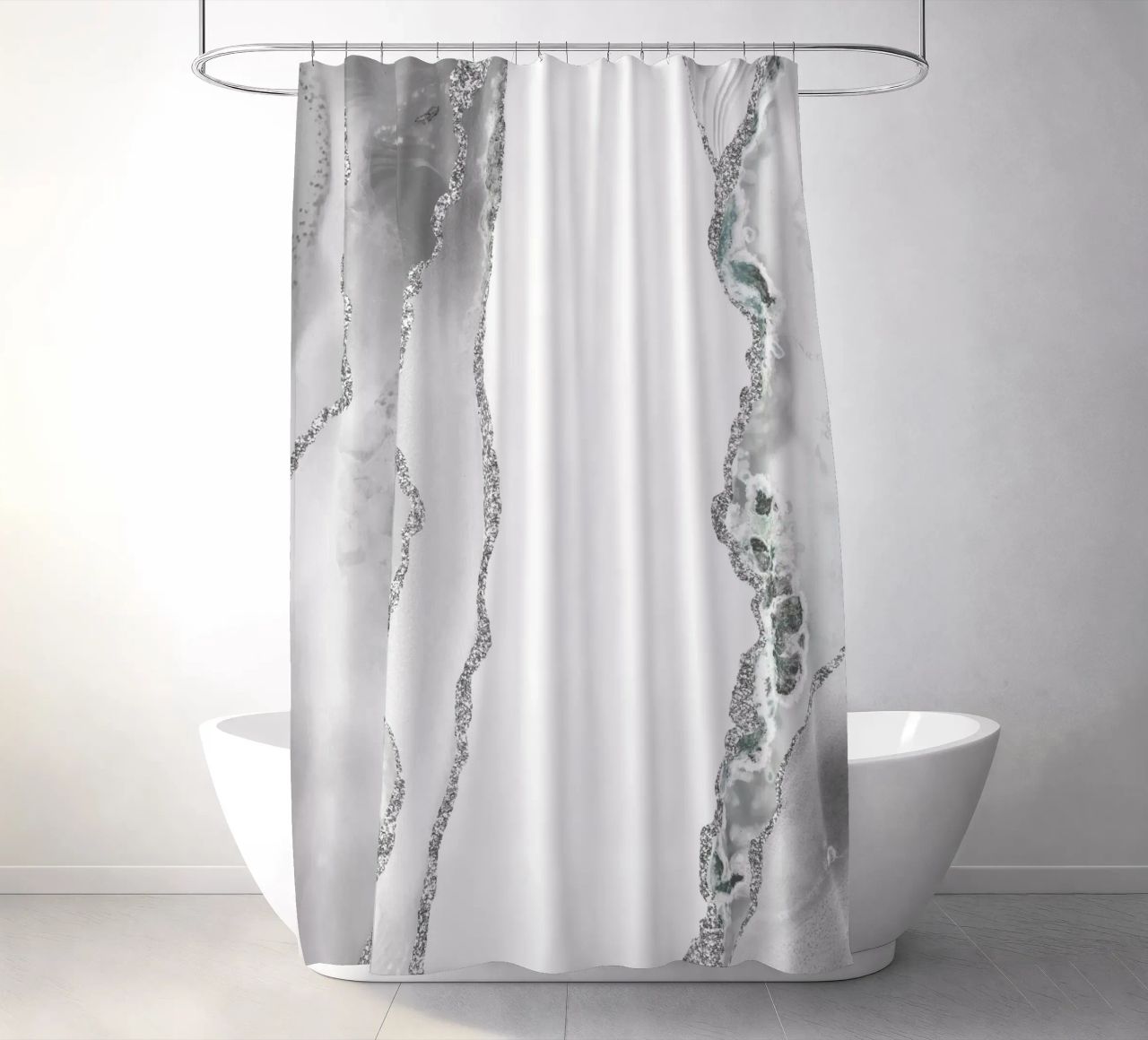 Agata bianca e argento Texture 08 tenda da doccia da Gemstone Textures