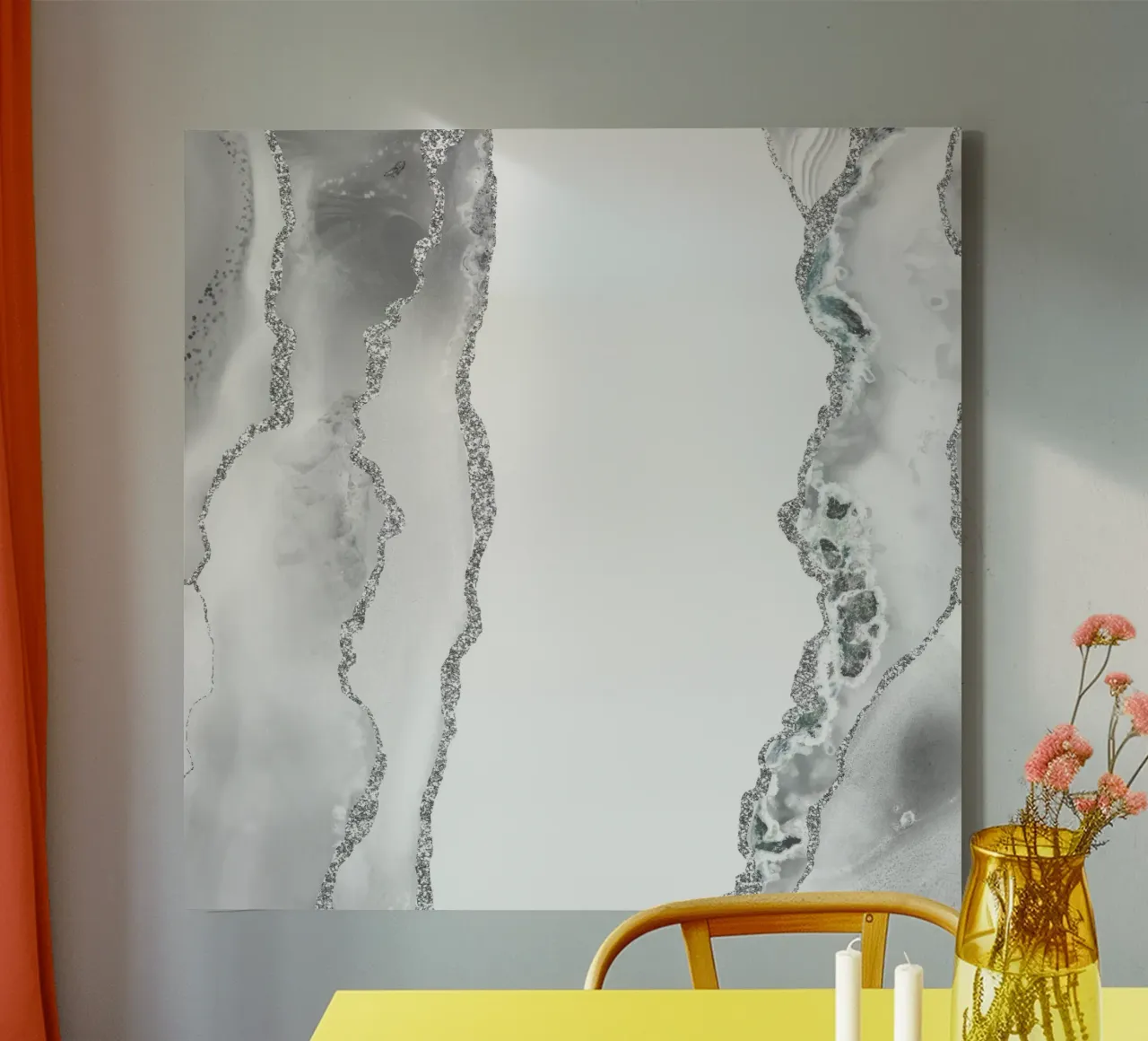 Witte en zilveren agaatstructuur 08 canvas van Gemstone Textures