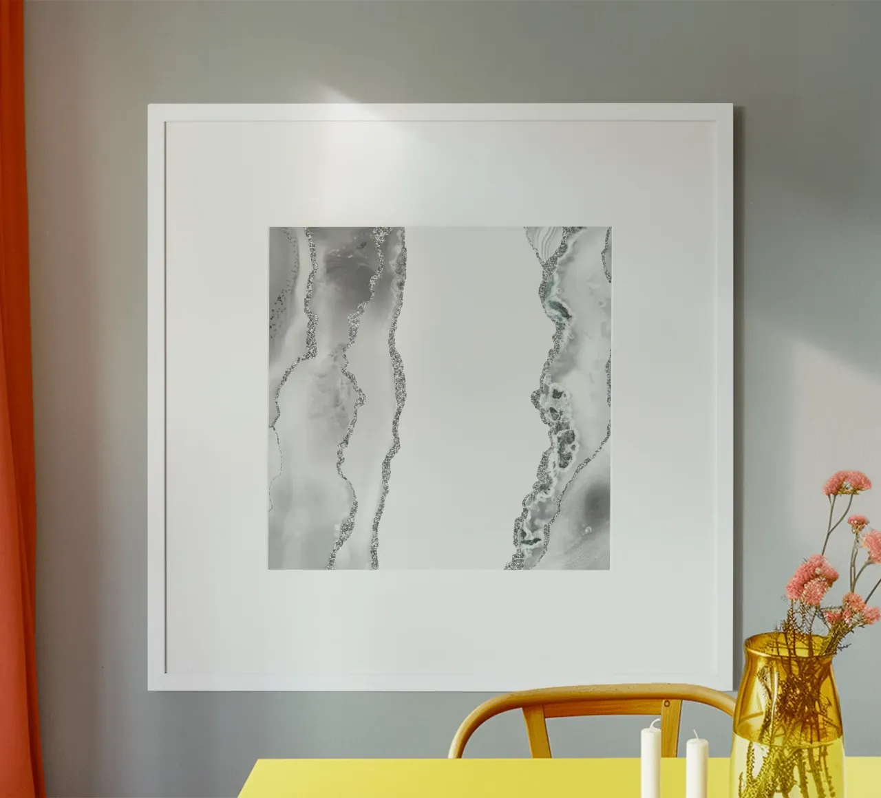 Agata bianca e argento Texture 08 poster con telaio in alluminio da Gemstone Textures