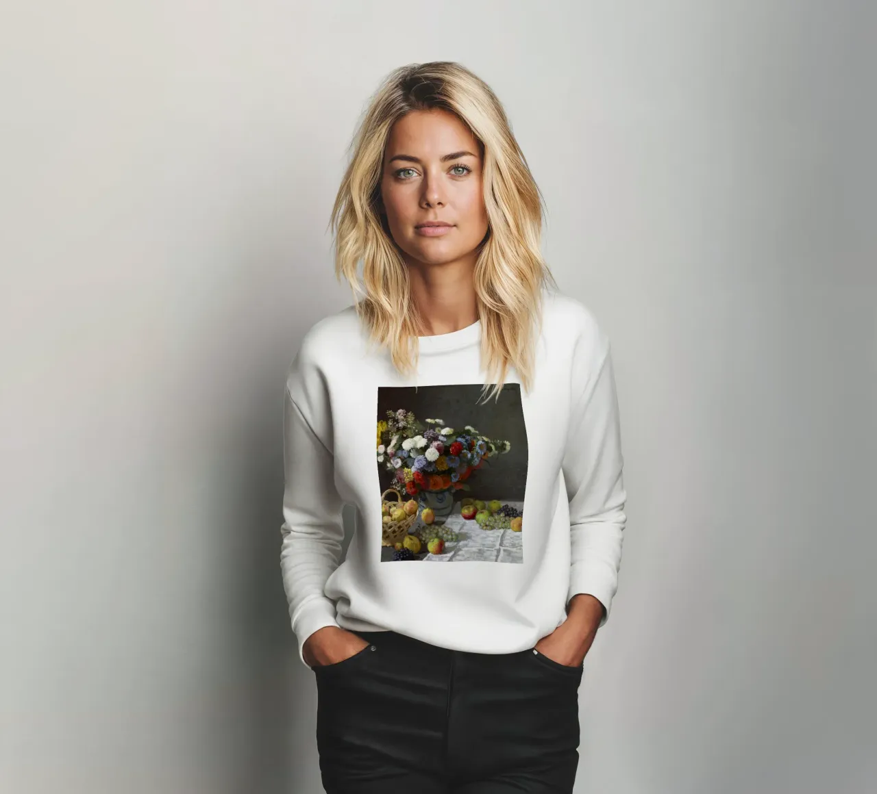 Natura morta con fiori e frutta (1869) di Claude Monet. felpa da Monet Art Prints