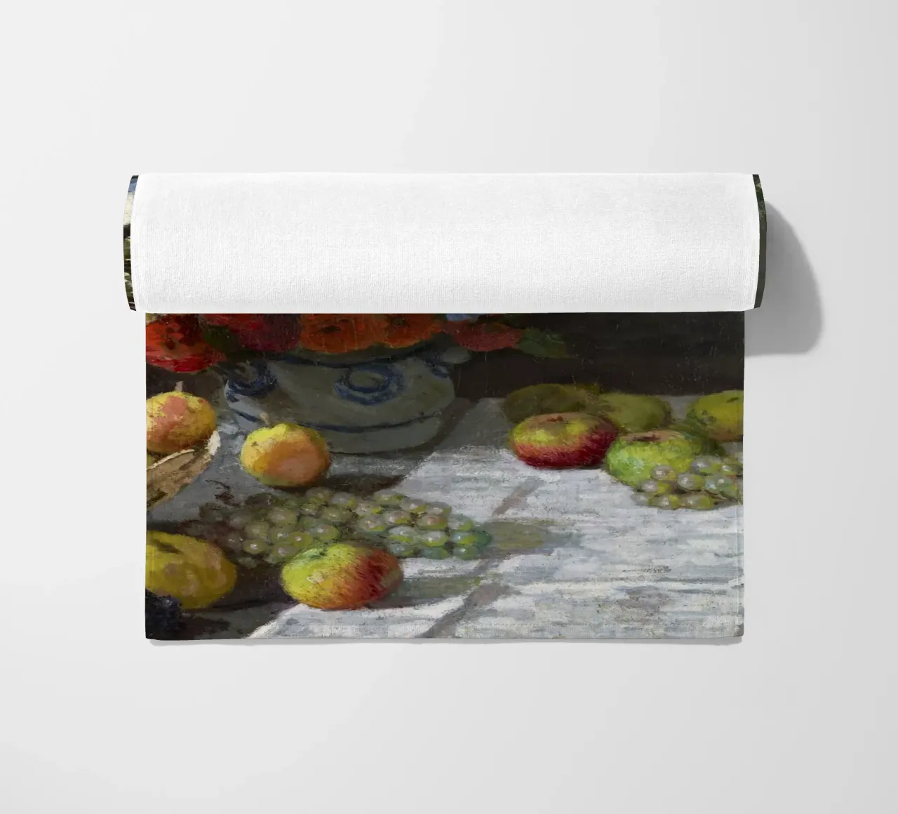 Natura morta con fiori e frutta (1869) di Claude Monet. telo mare da Monet Art Prints