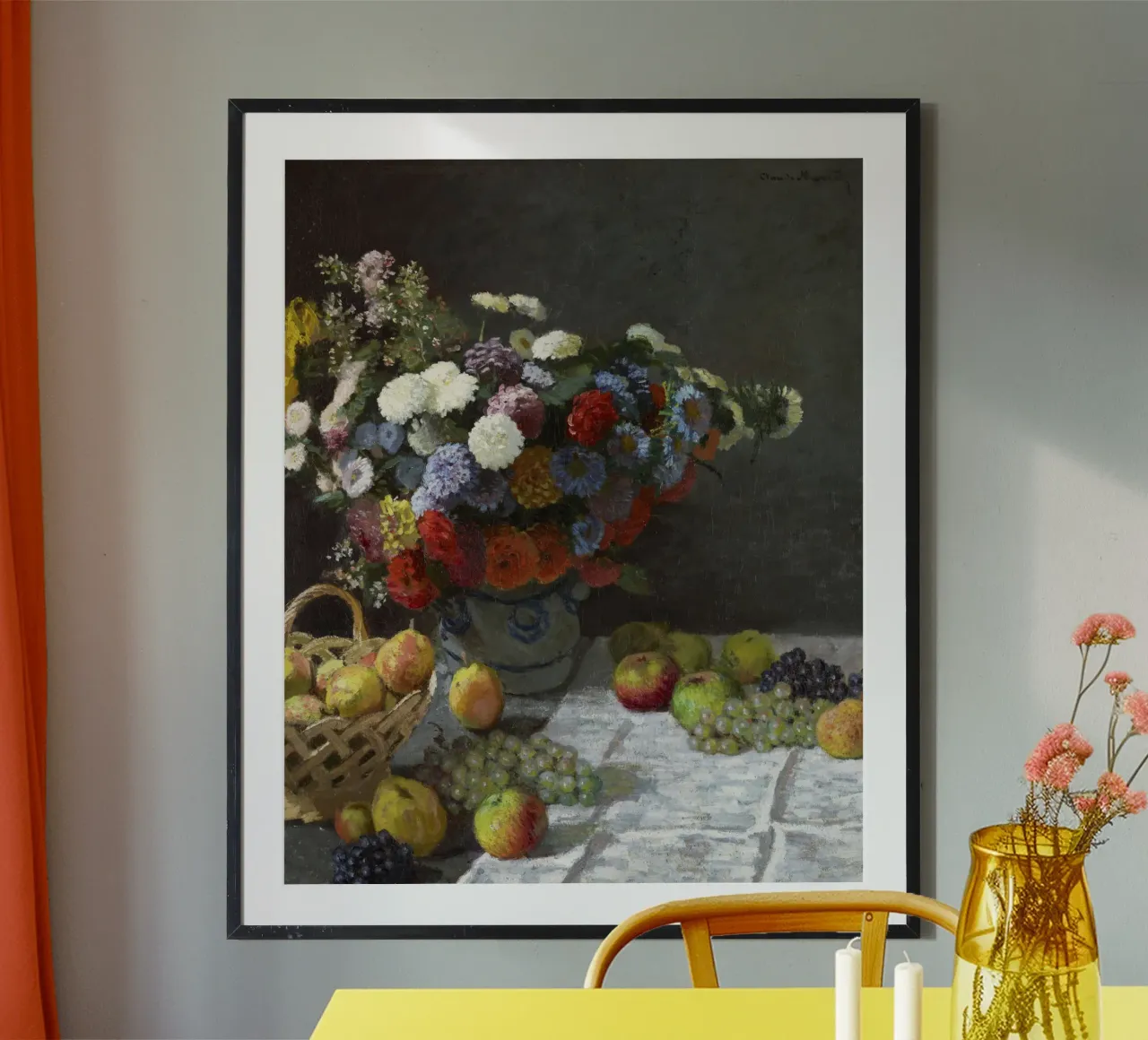 Natura morta con fiori e frutta (1869) di Claude Monet. carta hahnemühle da Monet Art Prints
