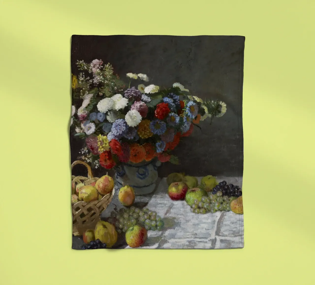 Natura morta con fiori e frutta (1869) di Claude Monet. coperta in pile da Monet Art Prints