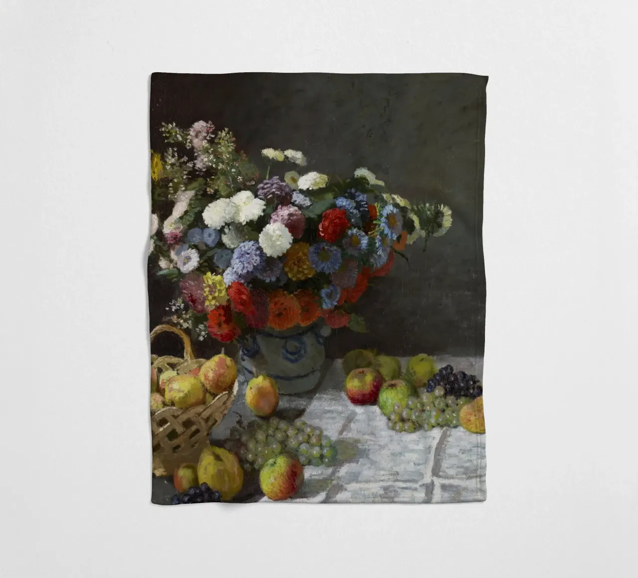 Natura morta con fiori e frutta (1869) di Claude Monet. coperta in pile da Monet Art Prints
