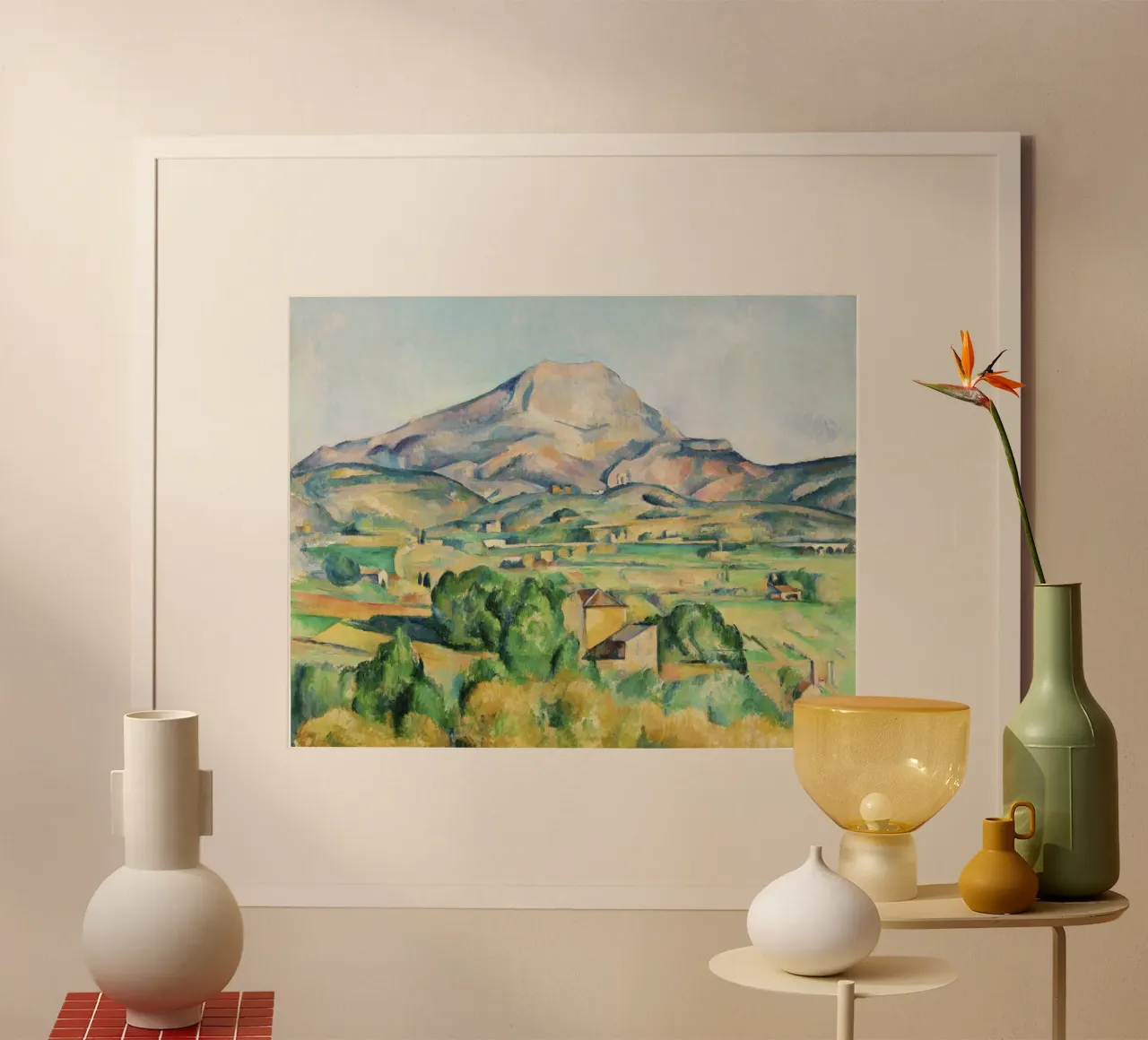 Mont Sainte-Victoire di Paul Cézanne poster con telaio in plastica da Venus Art