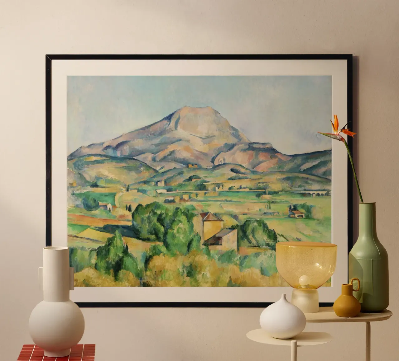 Mont Sainte-Victoire di Paul Cézanne poster con telaio in plastica da Venus Art