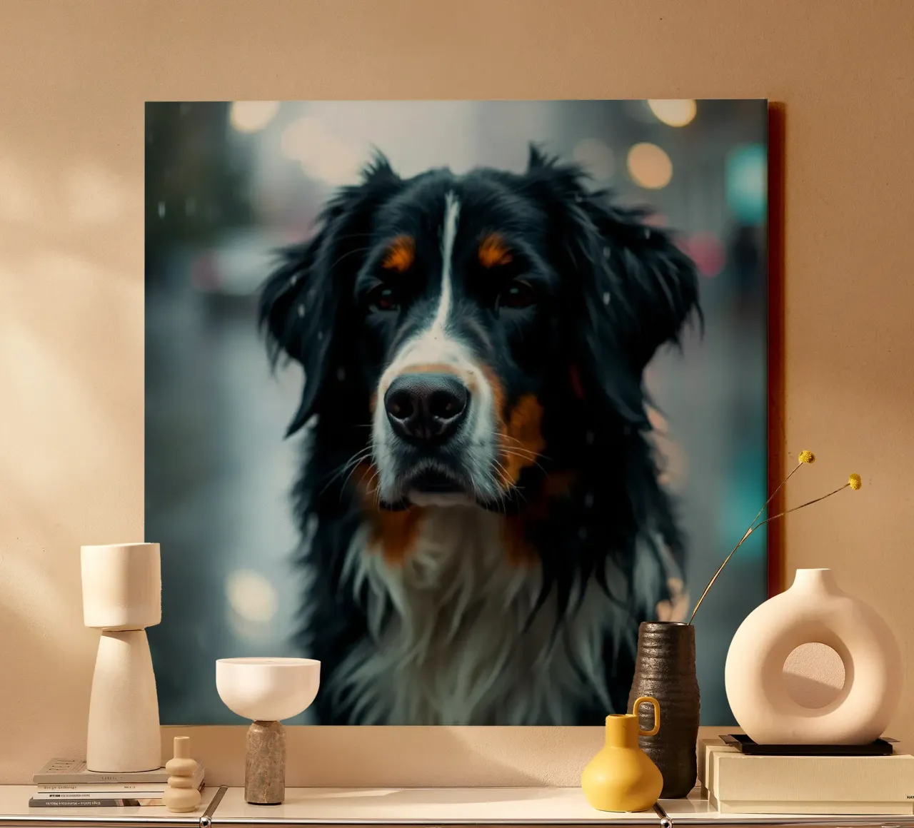 Beautiful Bernese Mountain Dog #171 canvas with Floater frame by Yumis.Beargang.and.Me