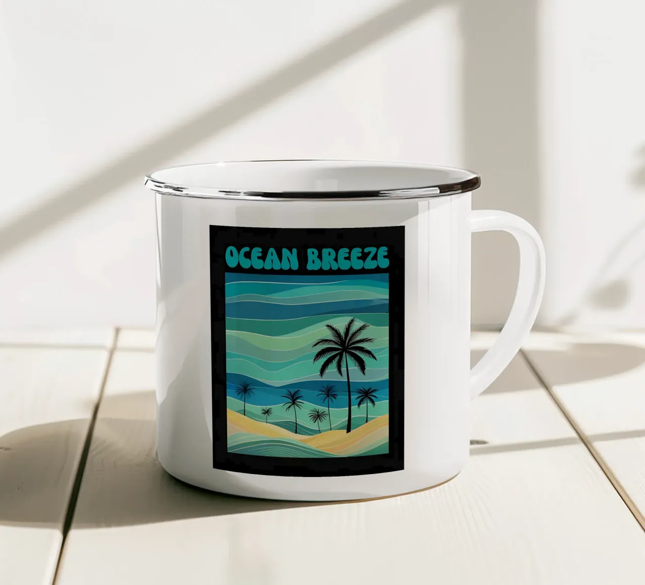 Spiaggia Ocean Breeze Retro tazza in smalto da inspirational quote