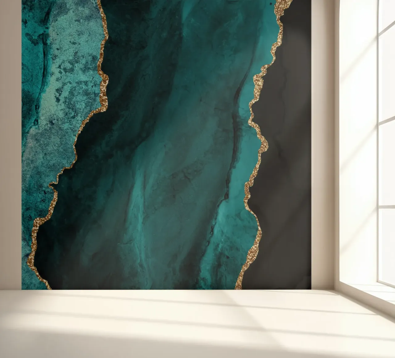 Teal & Gold Agate Texture 01 photo wallpaper by Gemstone Textures