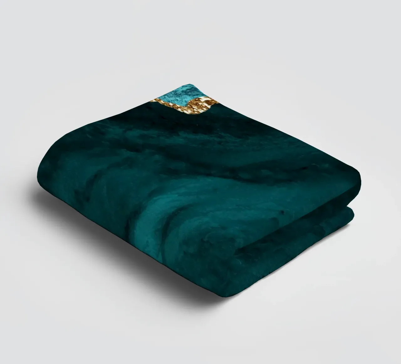 Teal & Gold Agate Texture 01 towel by Gemstone Textures