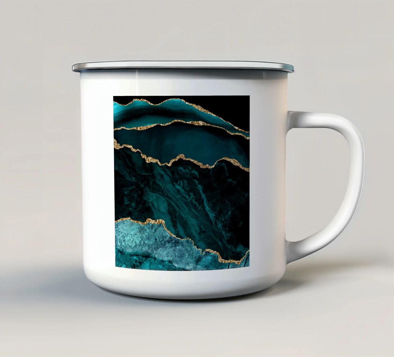 Texture Agata oro e verde acqua 02 tazza in smalto da Gemstone Textures