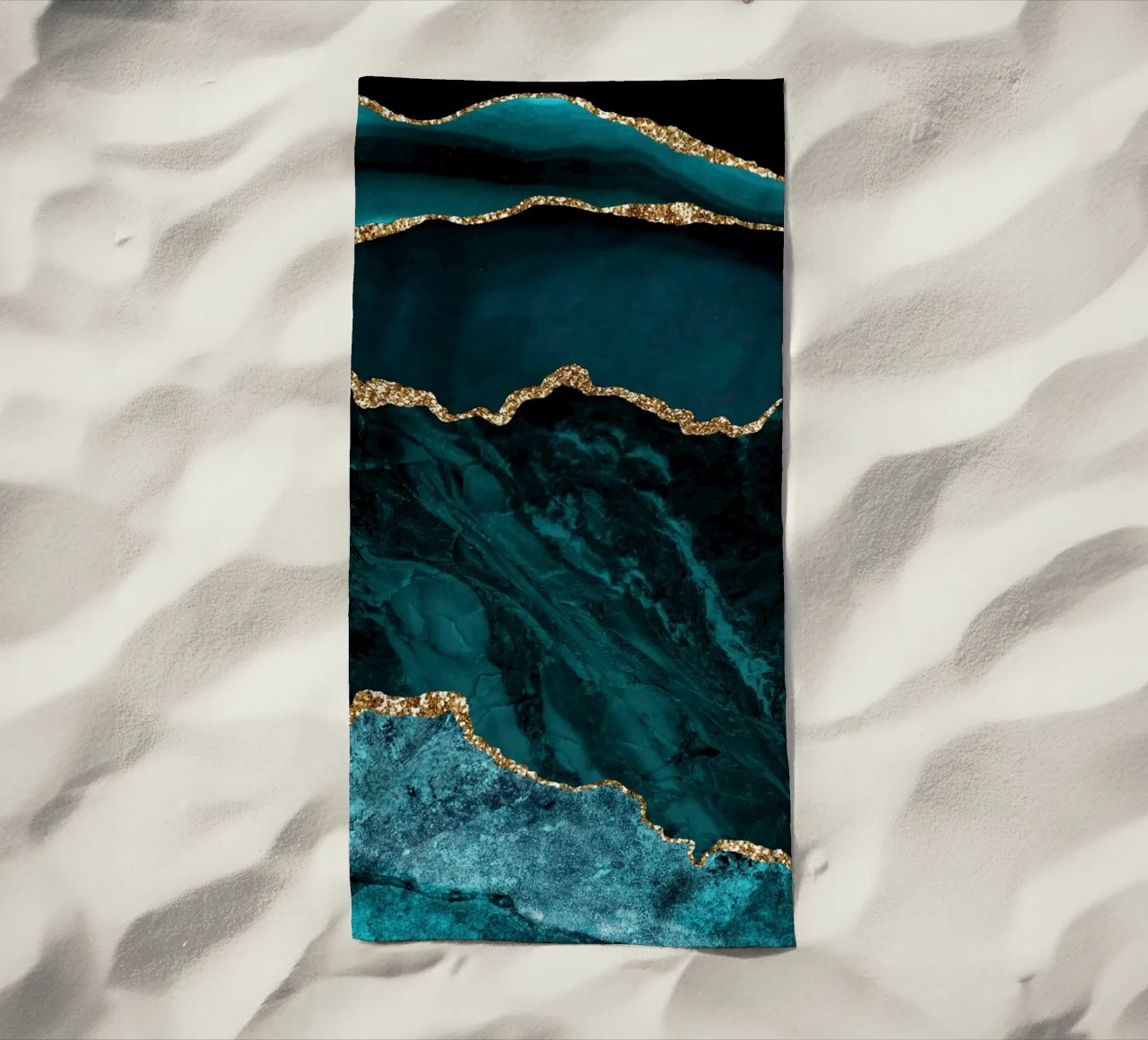 Texture Agata oro e verde acqua 02 telo mare da Gemstone Textures