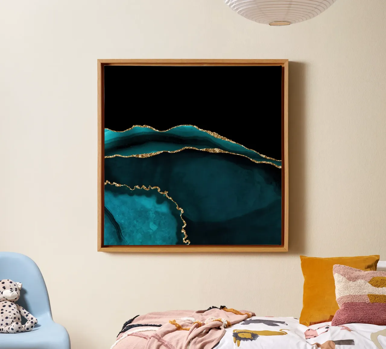 Texture agata oro e verde acqua 05 tela con Cornice a cassetta da Gemstone Textures