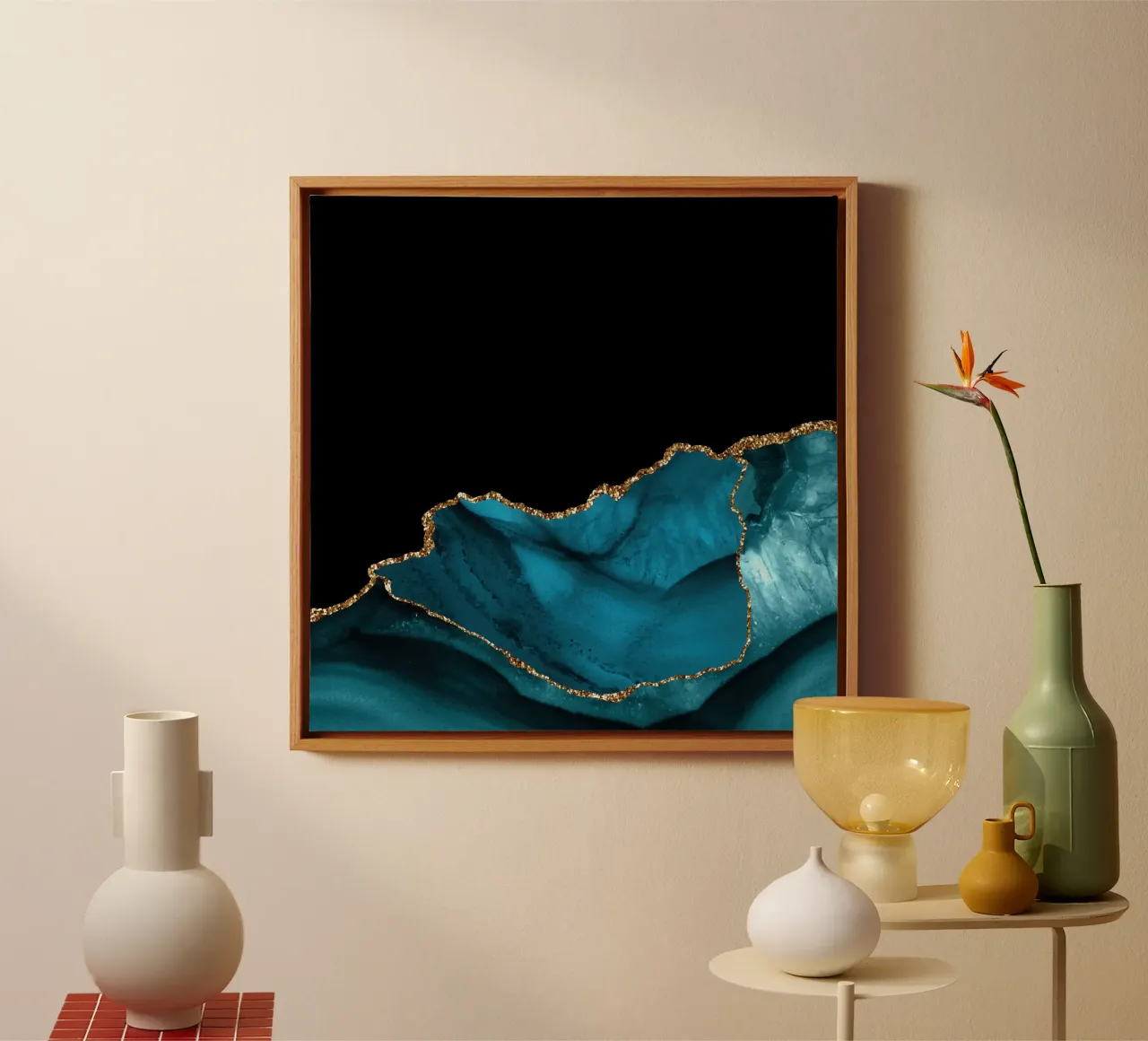 Teal & Gold Agate Texture 06 canvas by Gemstone Textures