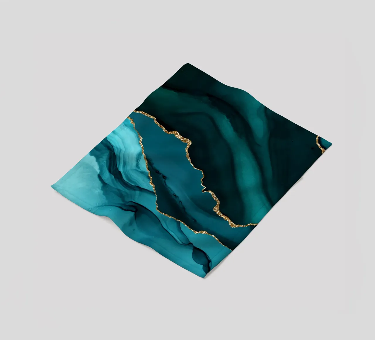 Teal & Gold Agate Texture 12 fleece blanket by Gemstone Textures
