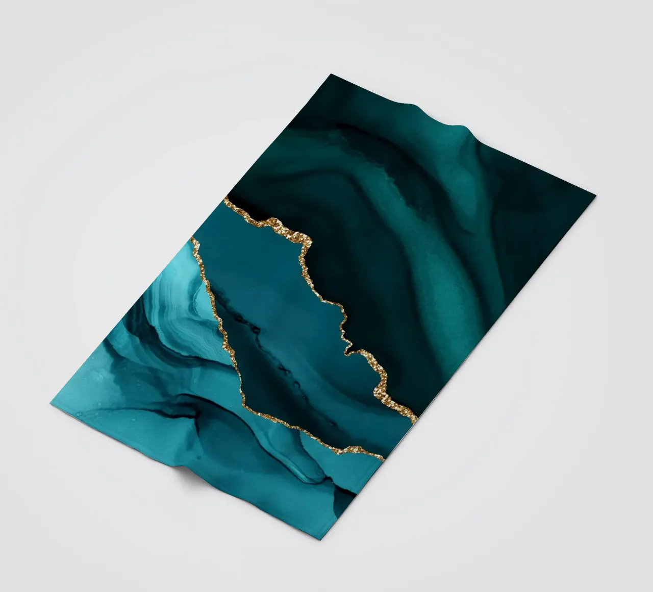 Teal & Gold Agate Texture 12 fleece blanket by Gemstone Textures