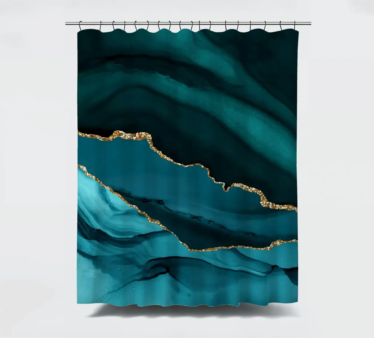 Texture agate sarcelle et or 12 rideau de douche de Gemstone Textures