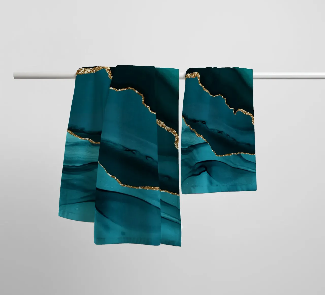 Teal & Gold Agate Texture 12 towel by Gemstone Textures
