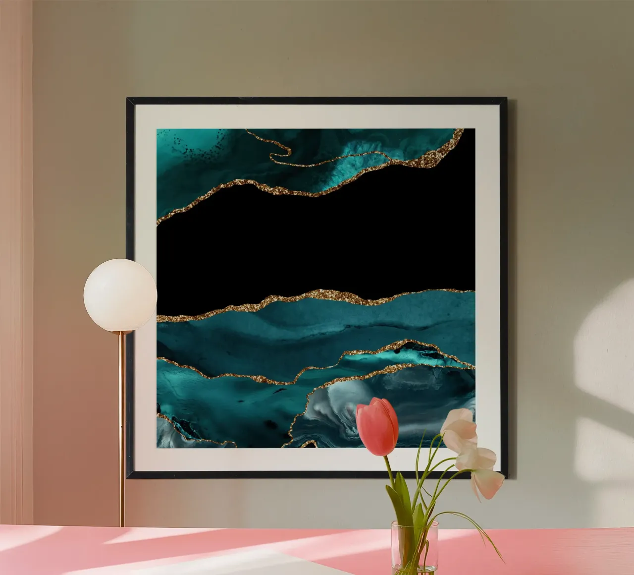 Teal & Gold Agate Texture 15 hahnemühle de Gemstone Textures